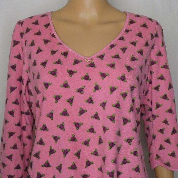 Betsey Johnson Intimates Rose Fleece Pajama Shirt - Picture 2 of 9